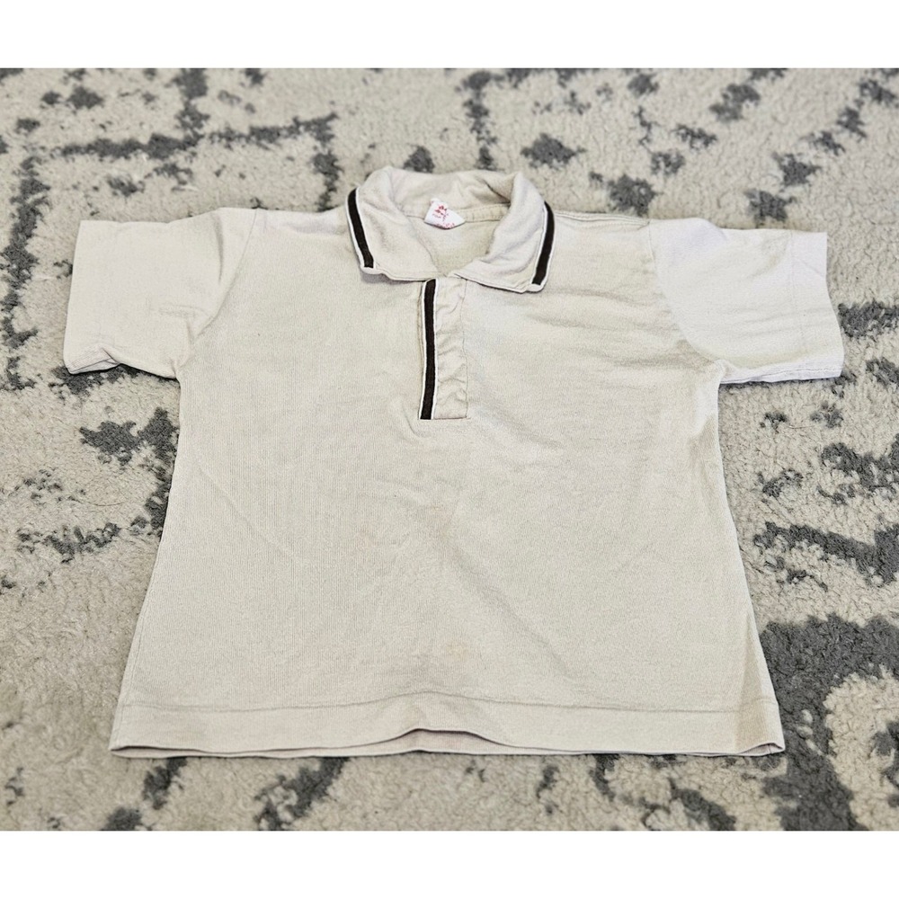 Vintage 1970s Kids Tan Polo Shirt Buster Brown Size 3T